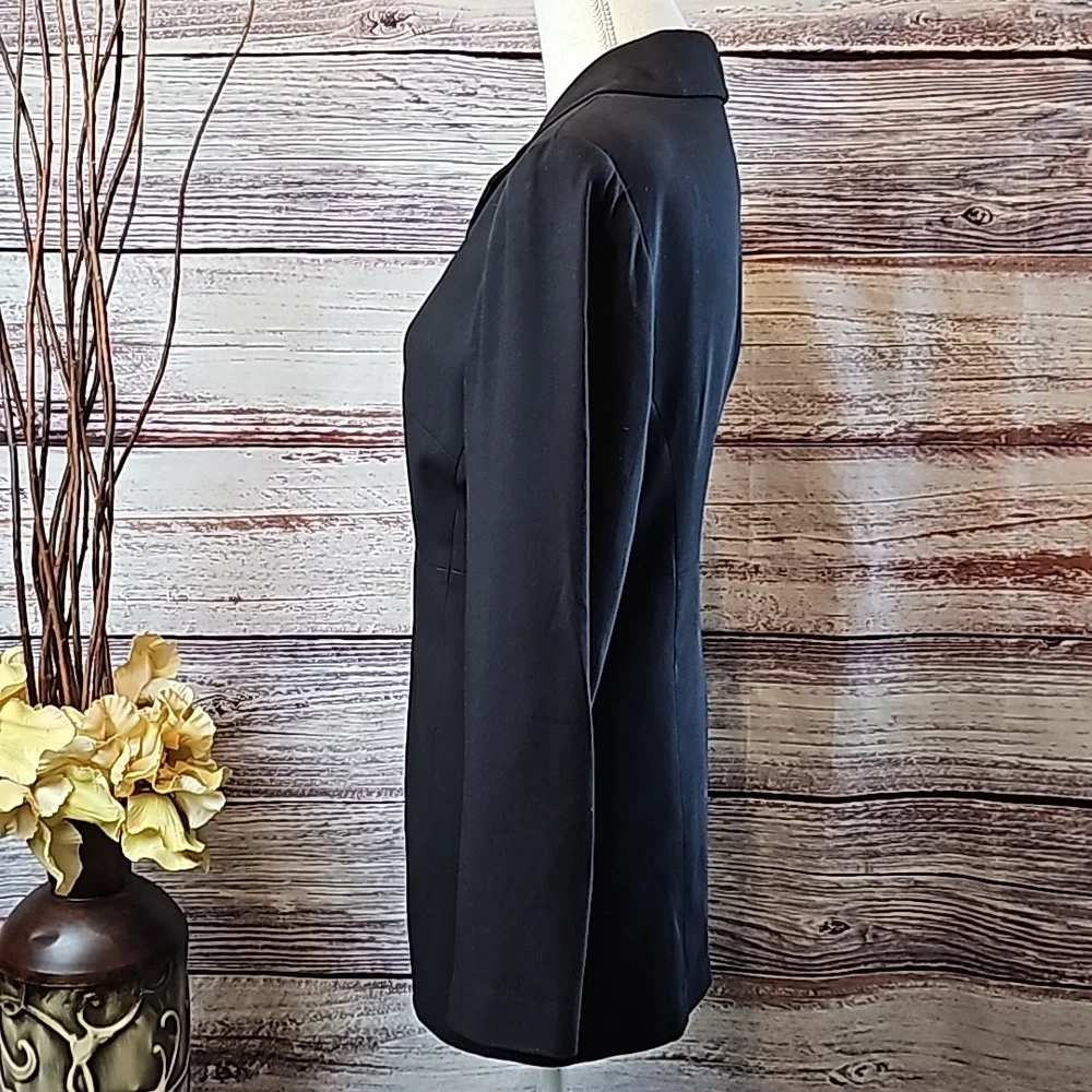 HILLARD & HANSON BLACK LINED PADDED LONG SLEEVE DRESS JACKET - Picture 6 of 10